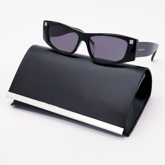 NEW GIVENCHY GV40048F 01A SHINY BLACK/GREY WOMEN SUNGLASSES GIVENCHY